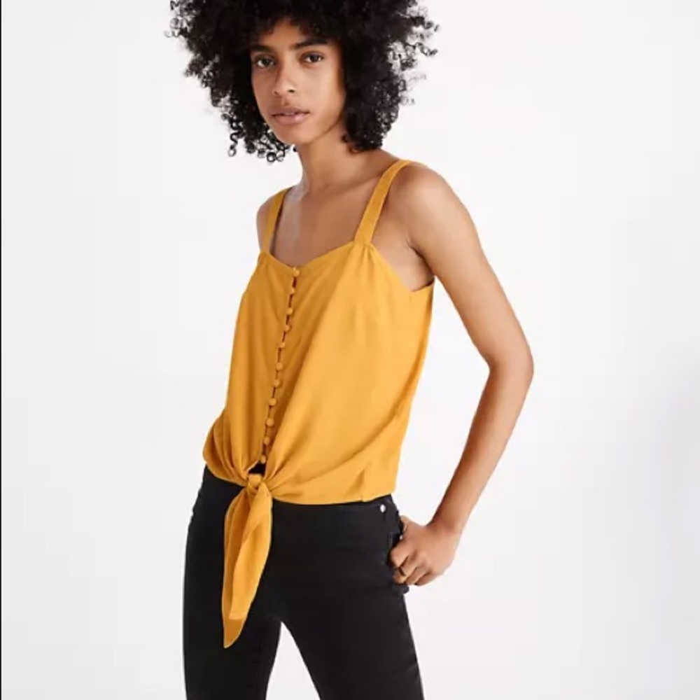Button front tie tank top
